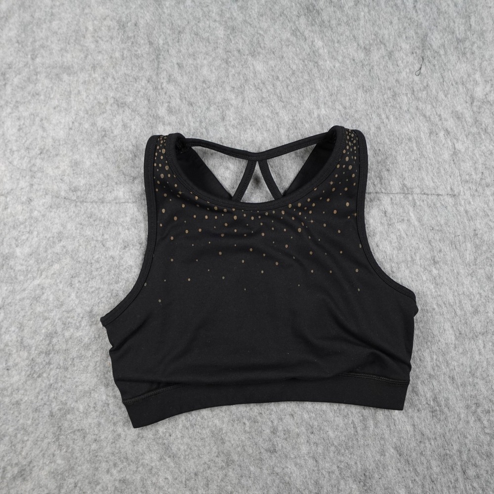 Gaiam Sports Bra Women Small Black Strappy Back Celestial Foil Print High Neck - Picture 1 of 10